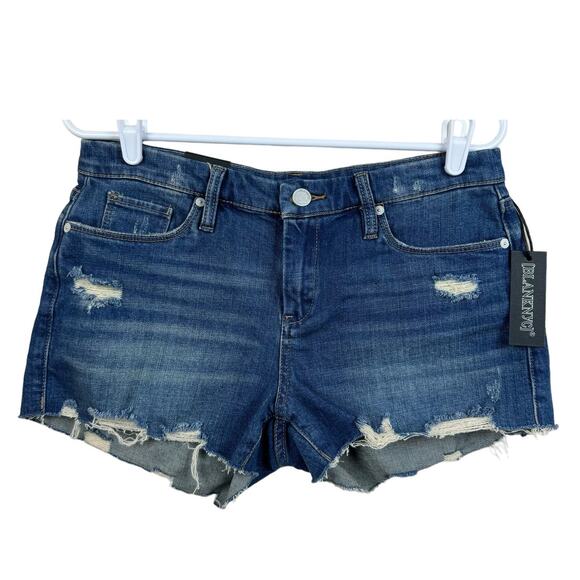 Women's BLANKNYC Blue Distressed The Astor Cut-Off Short‎ Ripped Denim Short 28 - Picture 1 of 9
